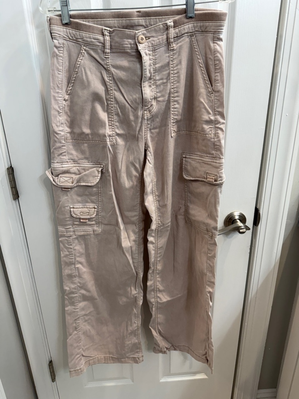 American Eagle Outfitters Wide Leg Cargo Pants in Light Taupe
